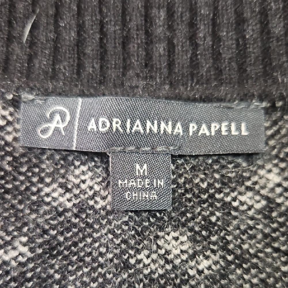 80s Style Adrianna Papell Black Knit Sweater w/White Fair Isle, Size Medium - Picture 9 of 10